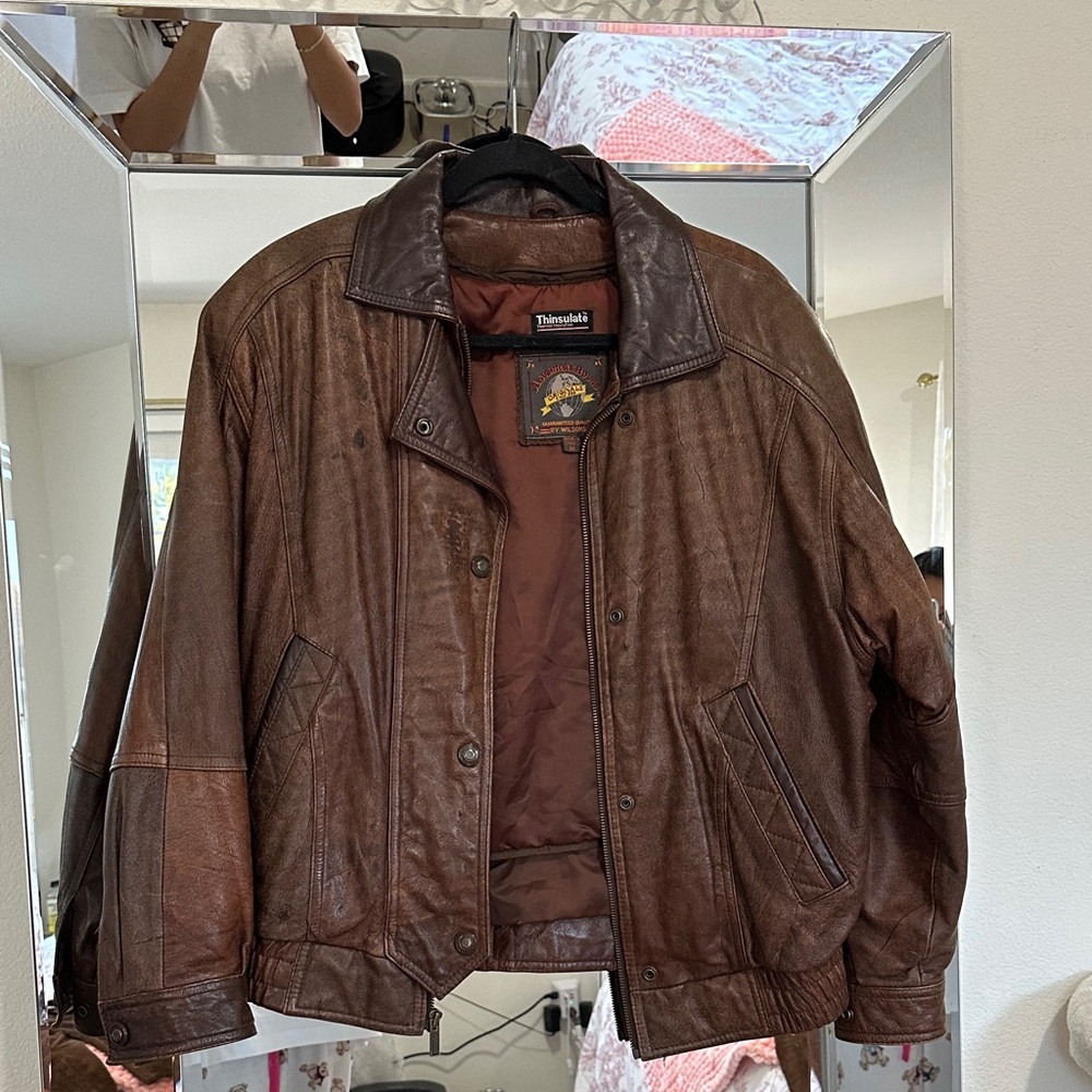 3M Thinsulate Wilson Brown Leather Bomber Jacket